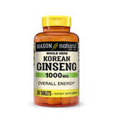 Korean Ginseng 1000 mg - Supports Overall Energy and Performance, Improved Endurance and Vitality, 60 Tablets