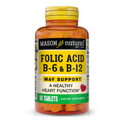 Heart Formula Folic Acid with Vitamin B6 and B12 - Supports Cardiovascular Health, Red Blood Cell Formation, Metabolic Function, 90 Tablets