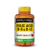 Heart Formula Folic Acid with Vitamin B6 and B12 - Supports Cardiovascular Health, Red Blood Cell Formation, Metabolic Function, 90 Tablets
