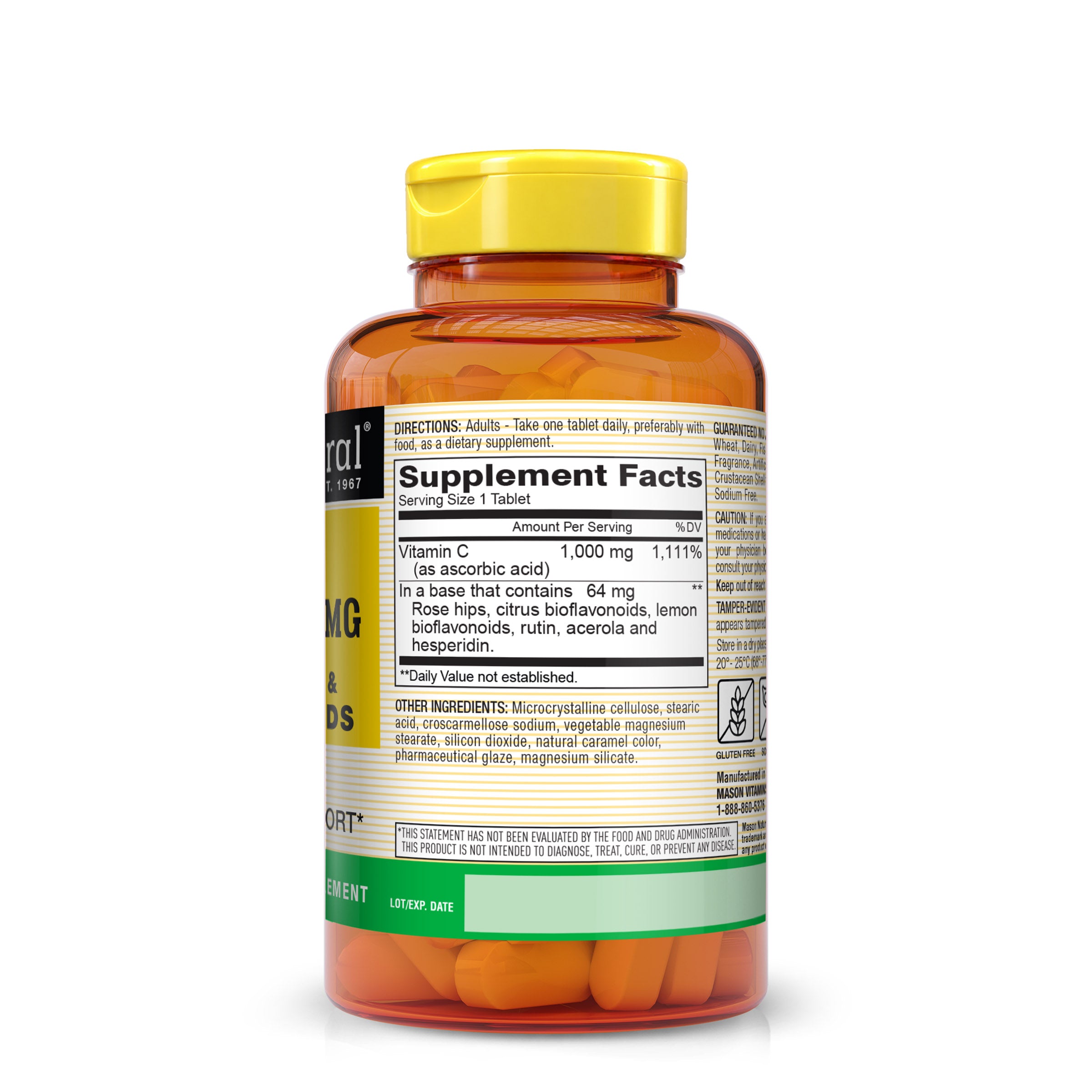Vitamin C 1,000 mg plus Rose Hips and Bioflavonoids Complex - Supports a Healthy Immune System, Antioxidant and Essential Nutrient, Tablets