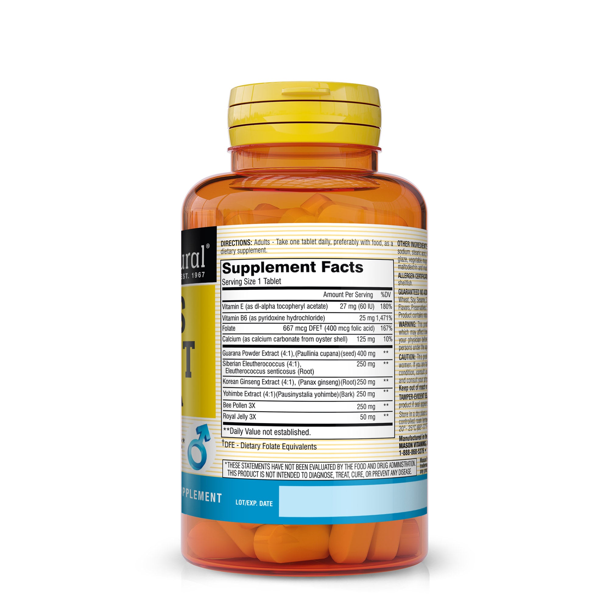 Men's Potent Formula - Supports Energy and Performance, Improved, Endurance, Stamina and Vitality, Herbal Complex Supplement, 60 Tablets
