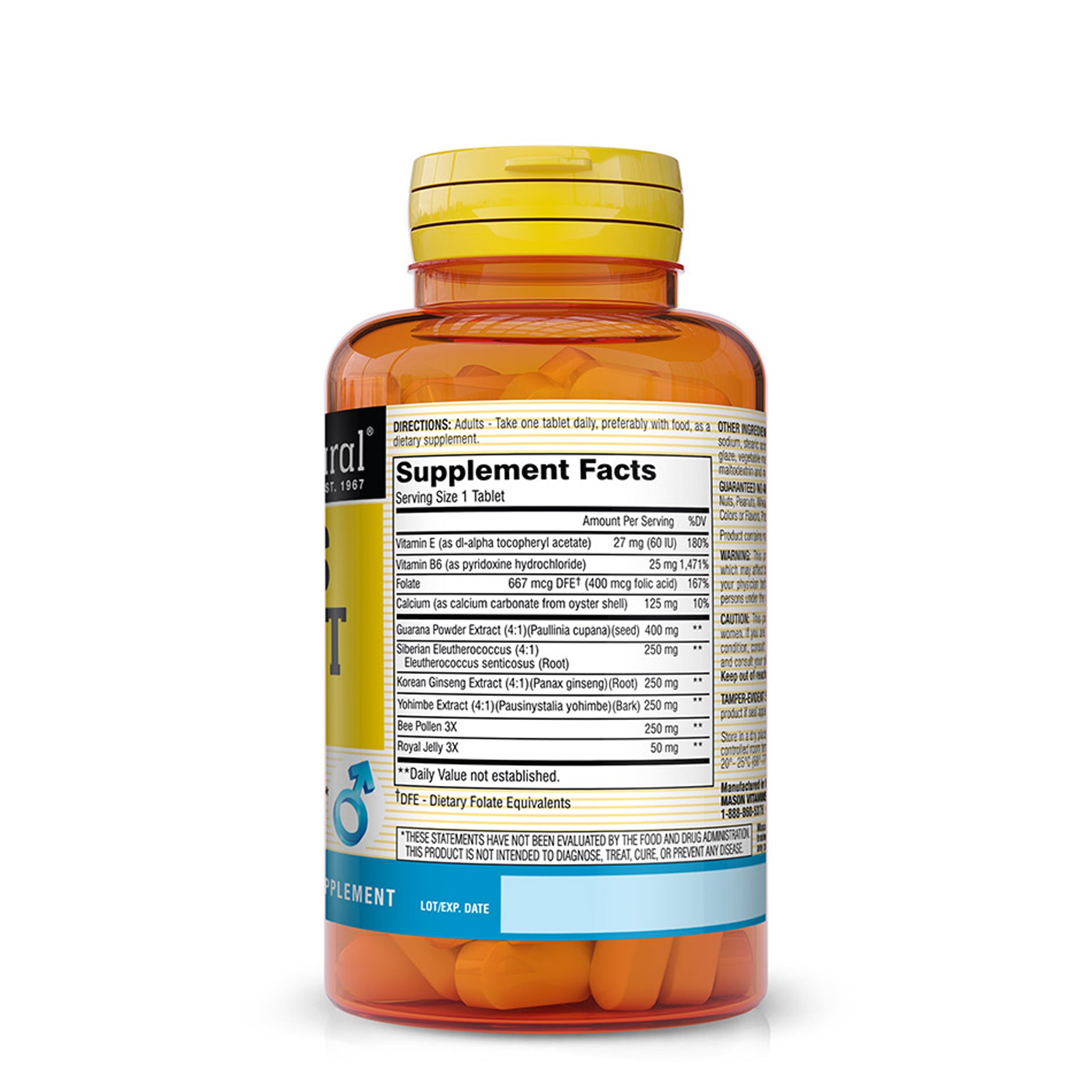 Men's Potent Formula - Supports Energy and Performance, Improved, Endurance, Stamina and Vitality, Herbal Complex Supplement, 60 Tablets