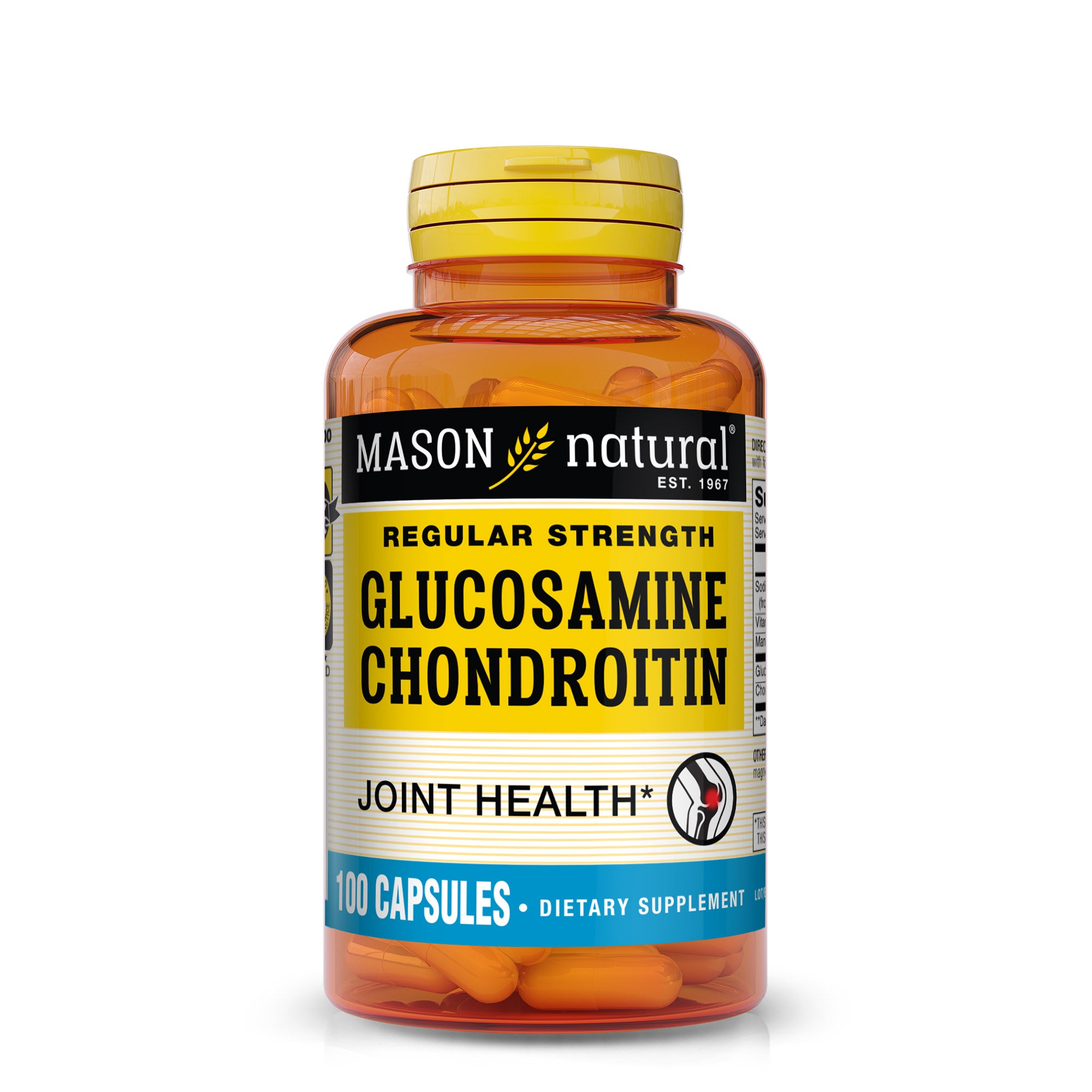 Glucosamine Chondroitin Regular Strength with Vitamin C - Supports Joint Health, Improved Flexibility and Mobility, 100 Capsules