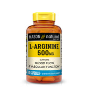 L-Arginine 500 mg with Calcium- Supports Healthy Circulation & Vascular Function, Nitric Oxide Supplement, 60 Capsules