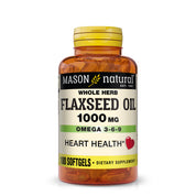 Flax Seed Oil 1000 mg Omega 3-6-9 - Healthy Heart and Immune System, Supports Cardiovascular and Brain Health, 100 Softgels