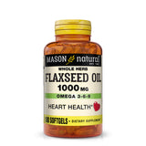 Flax Seed Oil 1000 mg Omega 3-6-9 - Healthy Heart and Immune System, Supports Cardiovascular and Brain Health, 100 Softgels