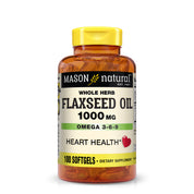 Flax Seed Oil 1000 mg Omega 3-6-9 - Healthy Heart and Immune System, Supports Cardiovascular and Brain Health, 100 Softgels
