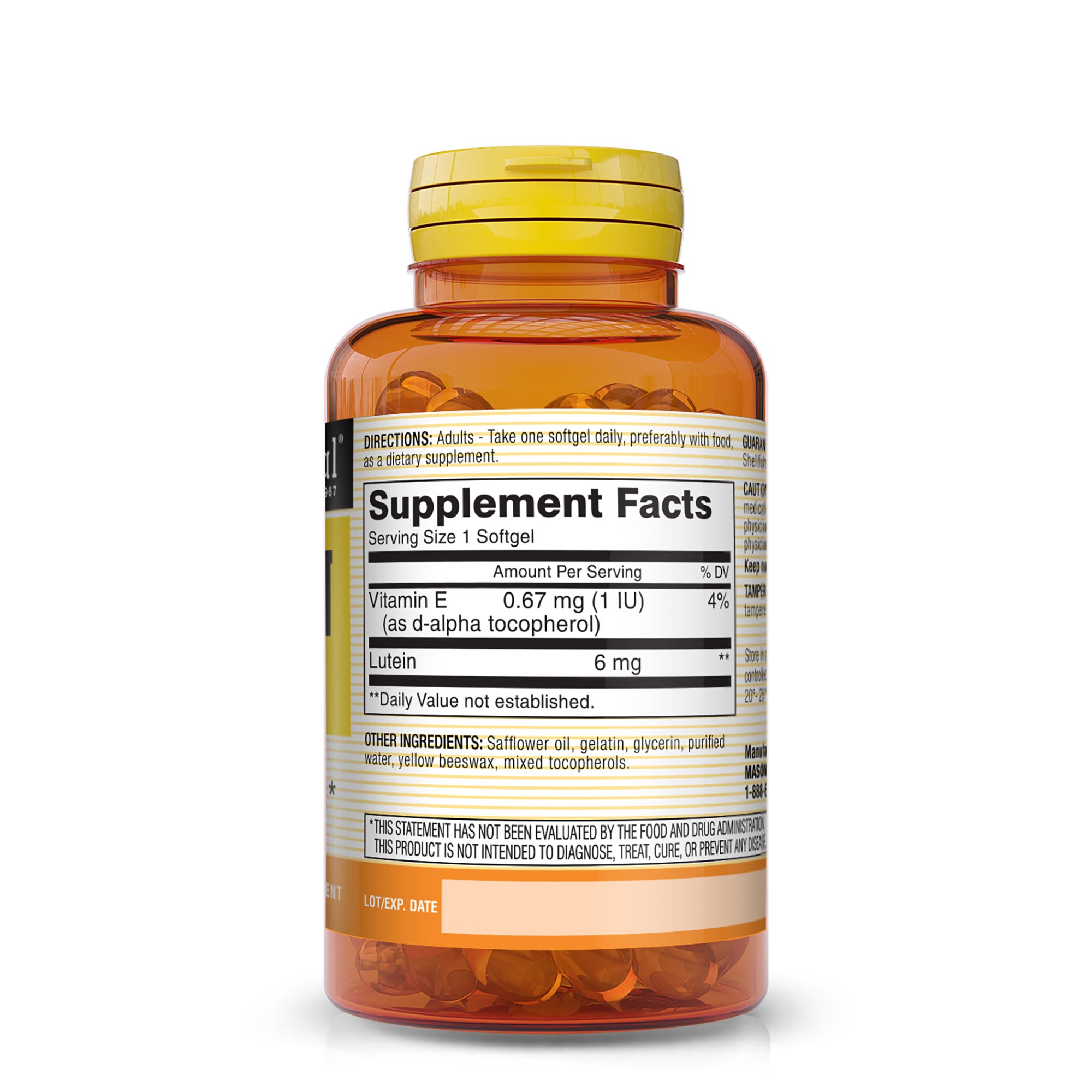 Lutein 6 mg with Vitamin E - Healthy Vision and Eye Function, Supports Eye Health, 60 Softgels