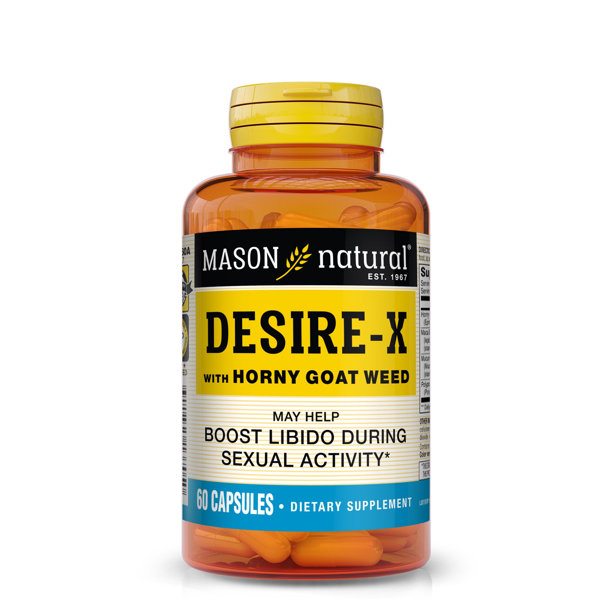 Desire-X with Horny Goat Weed, Maca, Mucuna and Polypodium Vulgare Extract - Natural Energy Booster, Supports Sexual Health, 60 Capsules