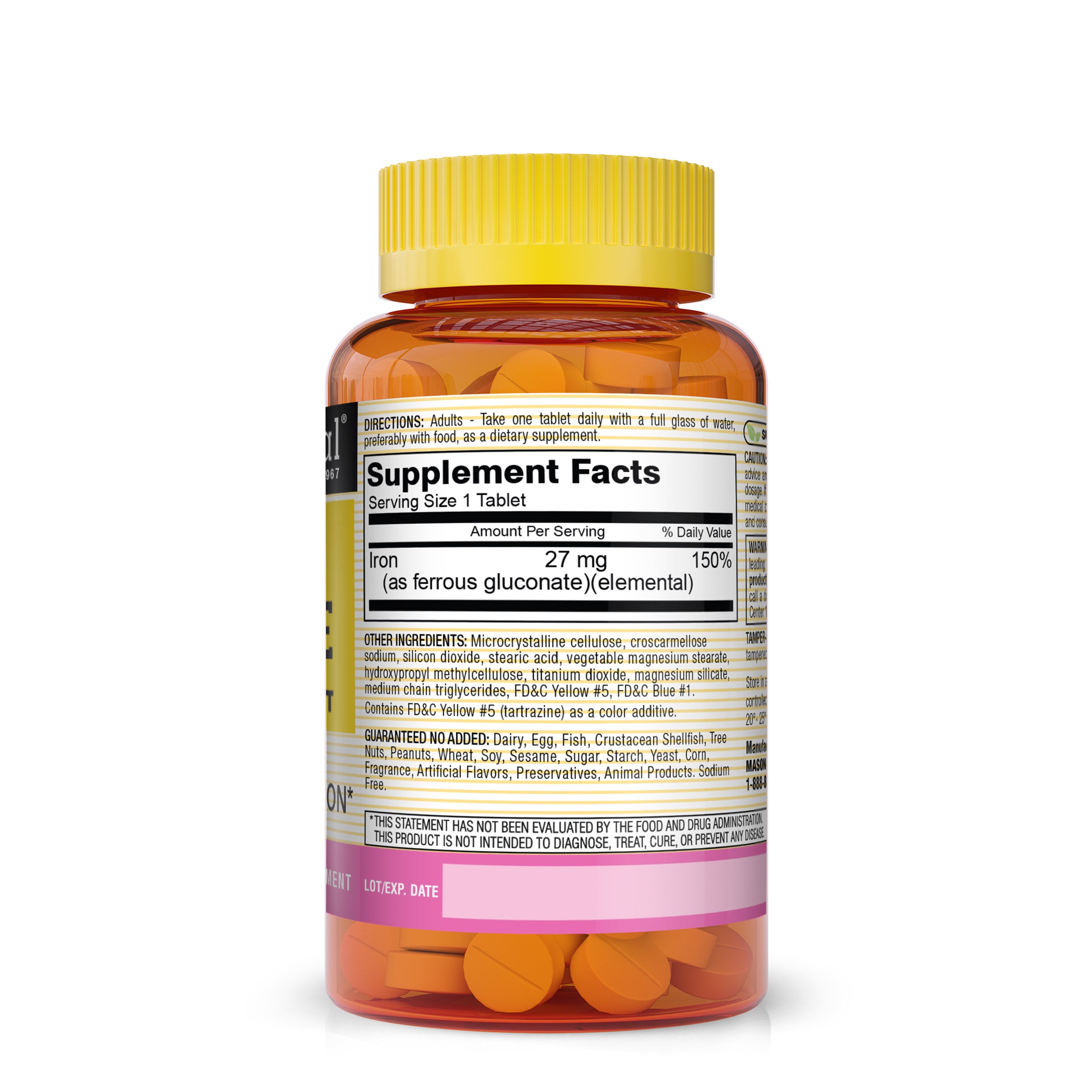 Ferrous Gluconate - Supports Red Blood Cell Formation, Gentle on Stomach Iron Supplement, 100 Tablets