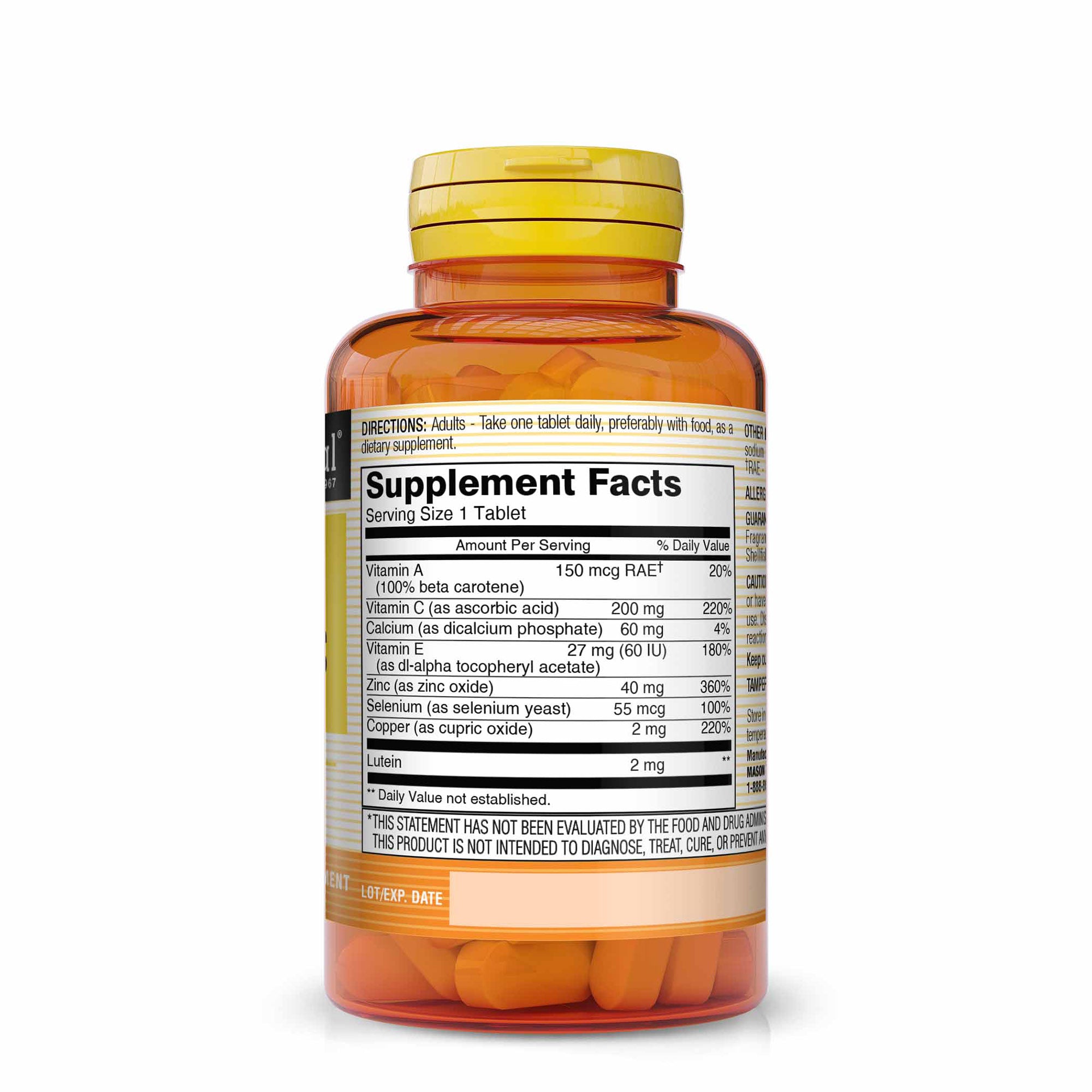 Vision Vitamins plus Lutein - Healthy Vision and Eye Function, Multivitamin Supplement for Eye Health, 60 Tablets