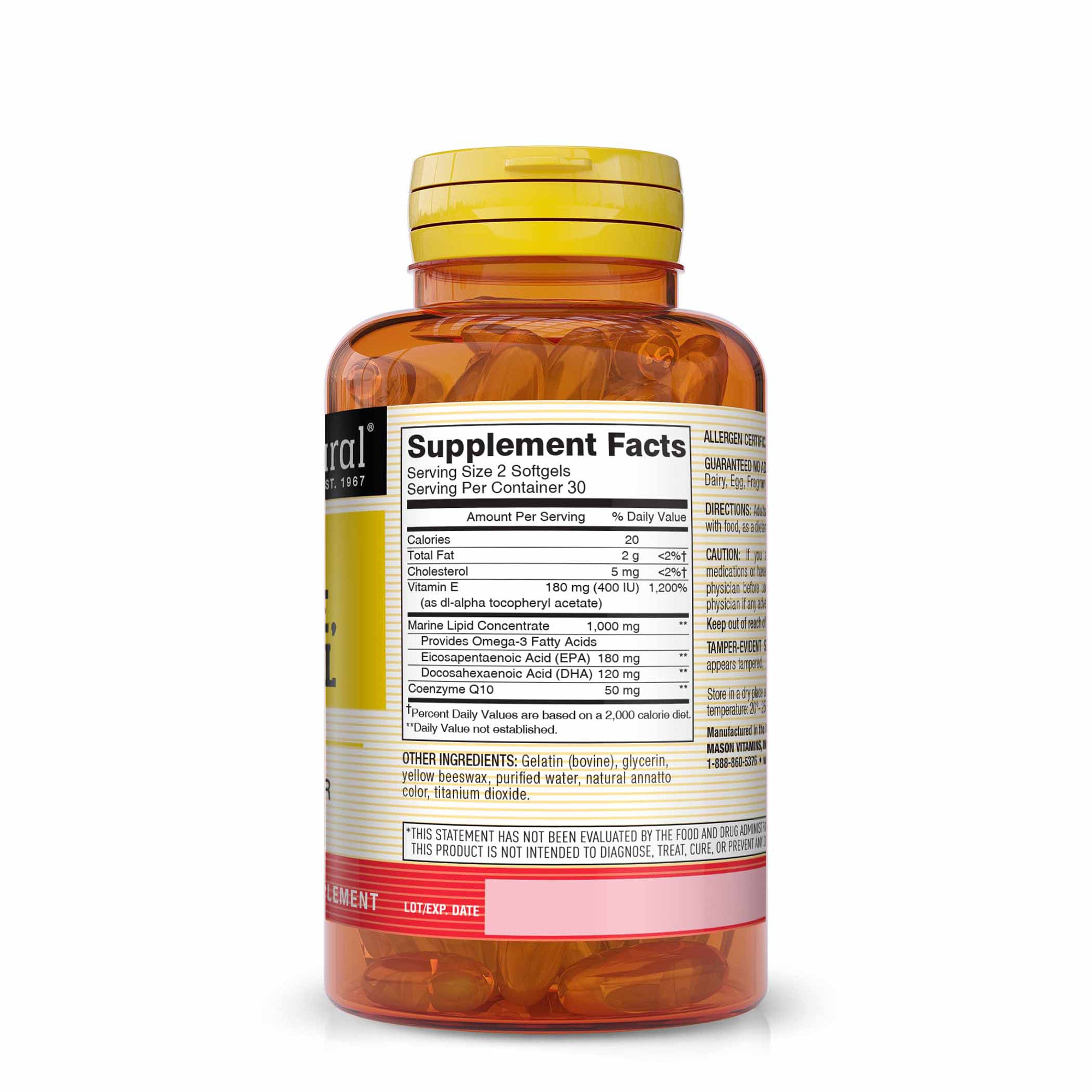 Heart Trio: Co Q10, Vitamin E & Fish Oil - Healthy Heart and Cellular Energy Production, Supports Cardiovascular Health, 60 Softgels