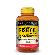 No Burp Fish Oil 1000 mg Omega-3 300 mg - Healthy Heart, Supports Circulatory Function, Improved Cardiovascular Health, 90 Softgels