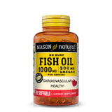 No Burp Fish Oil 1000 mg Omega-3 300 mg - Healthy Heart, Supports Circulatory Function, Improved Cardiovascular Health, 90 Softgels