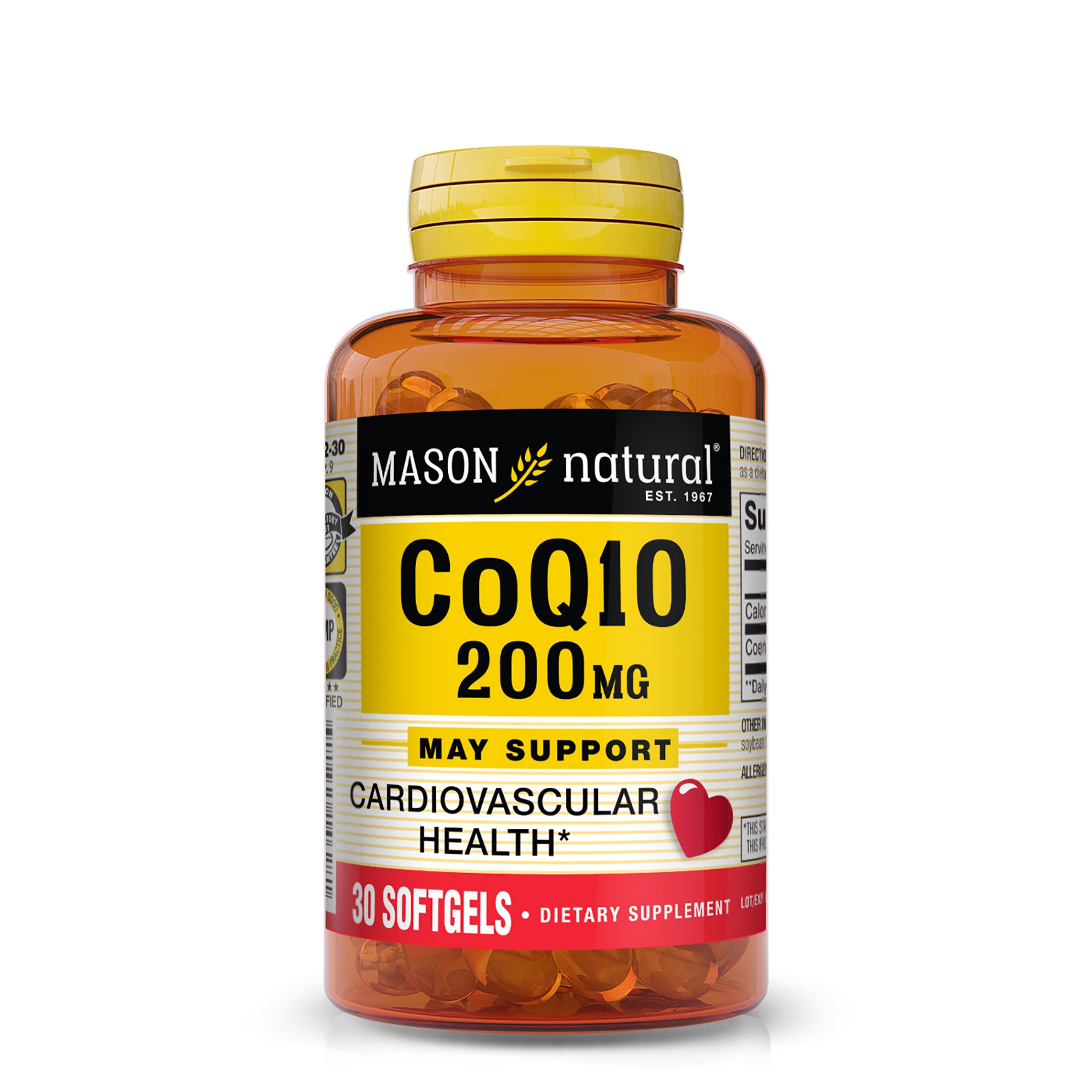 Co Q10 200 mg - Healthy Heart and Cellular Energy Production, Supports Cardiovascular Health, 30 Softgels