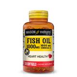 Fish Oil 1,000 mg Omega-3 600 mg - Healthy Heart, Supports Circulatory Function, Improved Cardiovascular Health, 30 Softgels