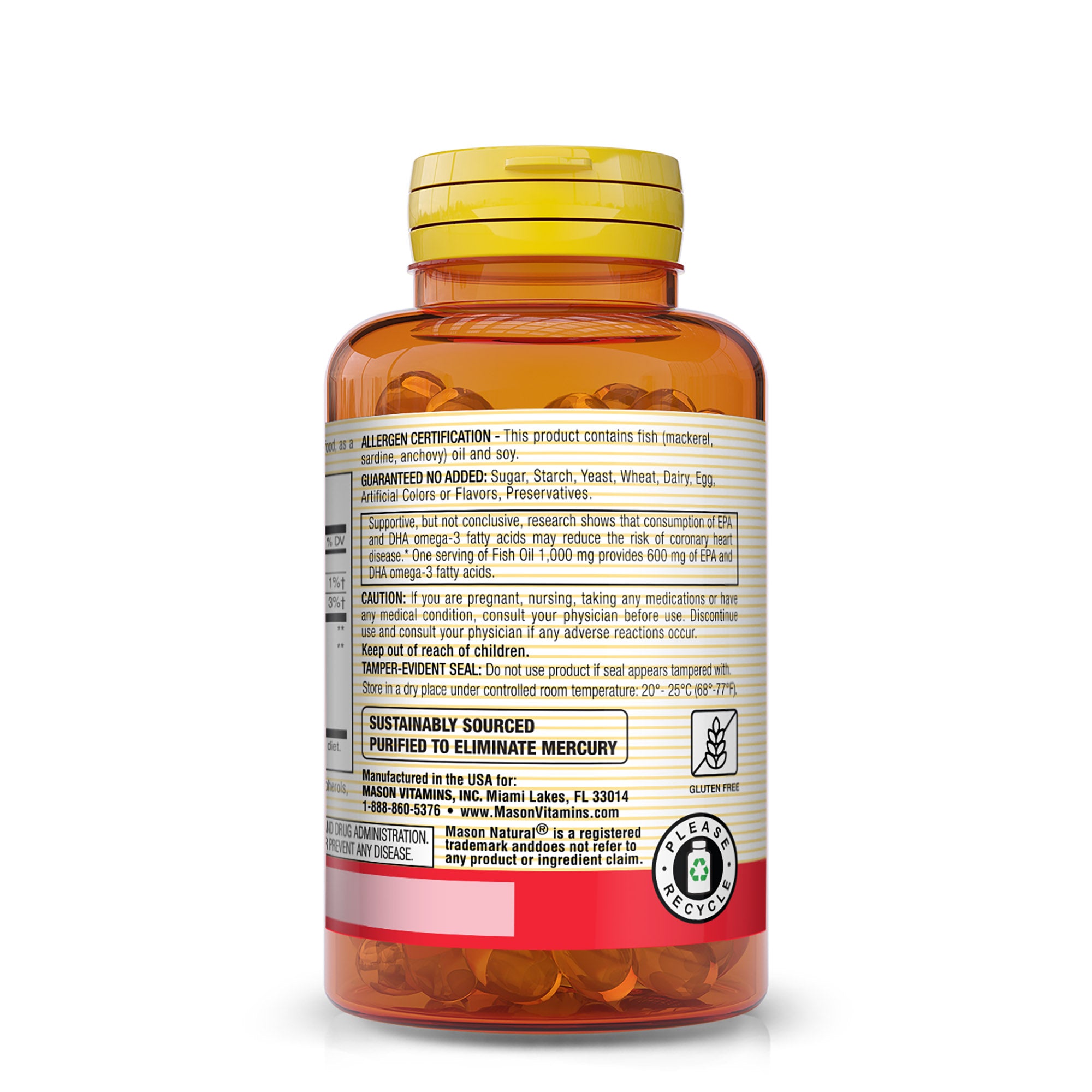 Fish Oil 1,000 mg Omega-3 600 mg - Healthy Heart, Supports Circulatory Function, Improved Cardiovascular Health, 30 Softgels