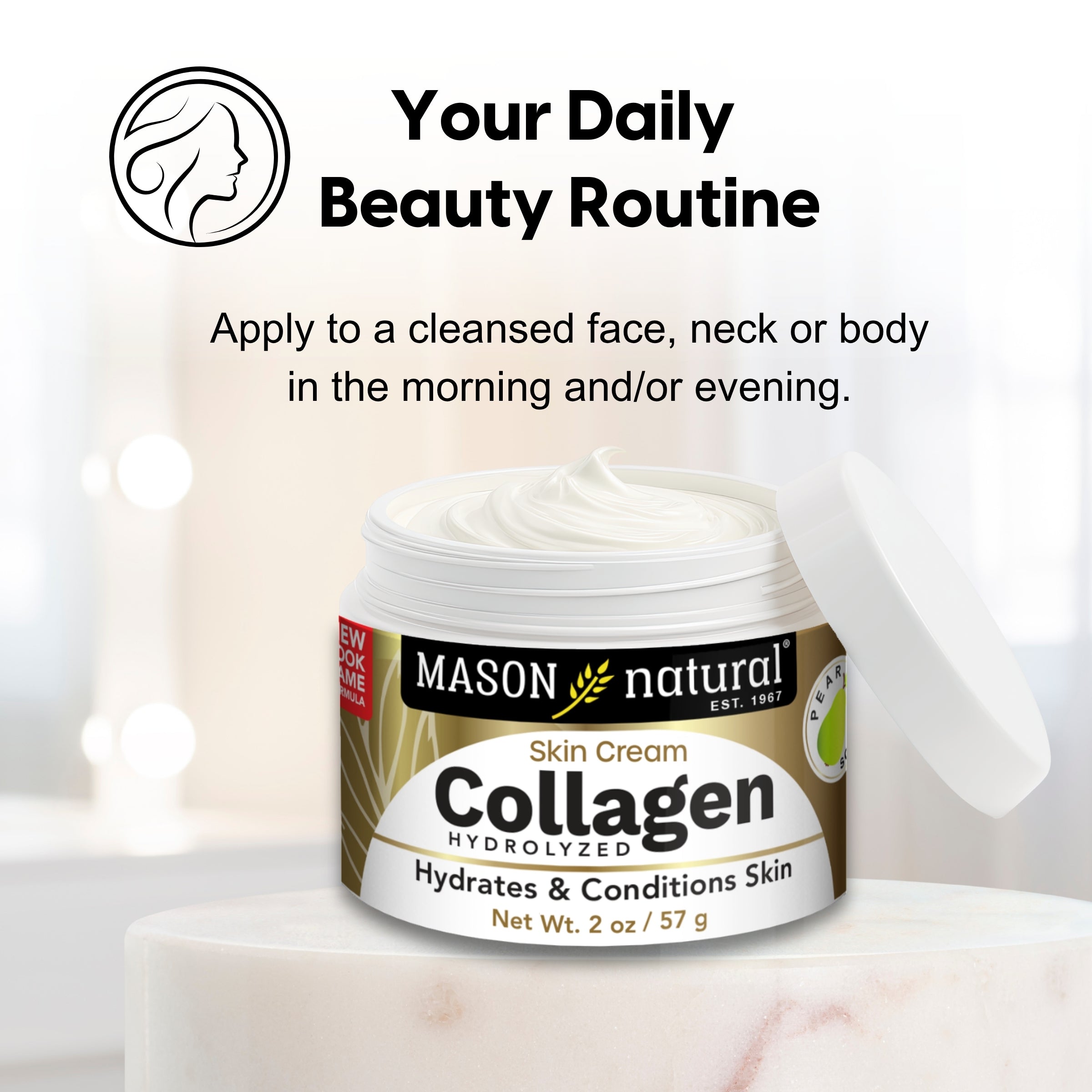 Collagen Premium Skin Cream - Anti Aging Face and Body Moisturizer, Intense Skin Hydration and Firmness, Pear Scent, Paraben Free