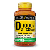 Vitamin D3 25 mcg (1000 IU) - Supports Overall Health, Strengthens Bones and Muscles, from Fish Liver Oil, Softgels