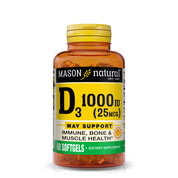 Vitamin D3 25 mcg (1000 IU) - Supports Overall Health, Strengthens Bones and Muscles, from Fish Liver Oil, Softgels