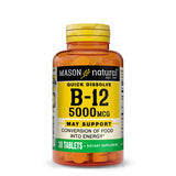 Vitamin B12 5,000 mcg (Cyanocobalamin) - Supports Conversion of Food into Energy, Dissolves Under Tongue (Raspberry Flavor), 30 Tablets