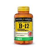 Vitamin B12 5,000 mcg (Cyanocobalamin) - Supports Conversion of Food into Energy, Dissolves Under Tongue (Raspberry Flavor), 30 Tablets