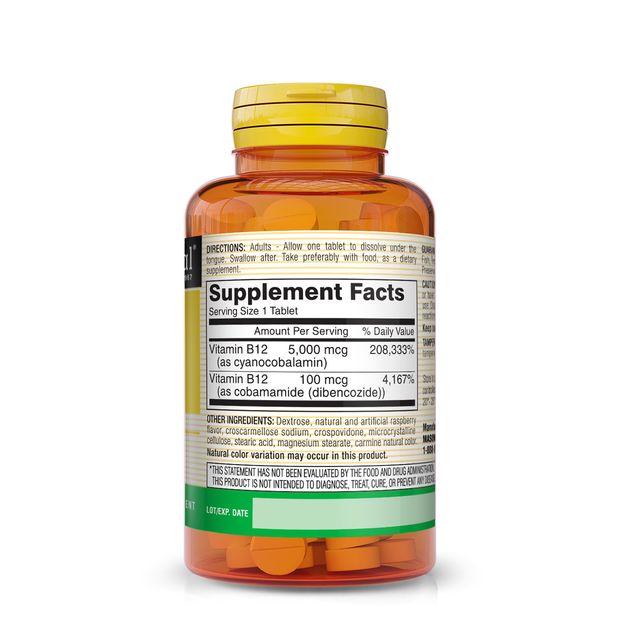 Vitamin B12 5,000 mcg (Cyanocobalamin) - Supports Conversion of Food into Energy, Dissolves Under Tongue (Raspberry Flavor), 30 Tablets