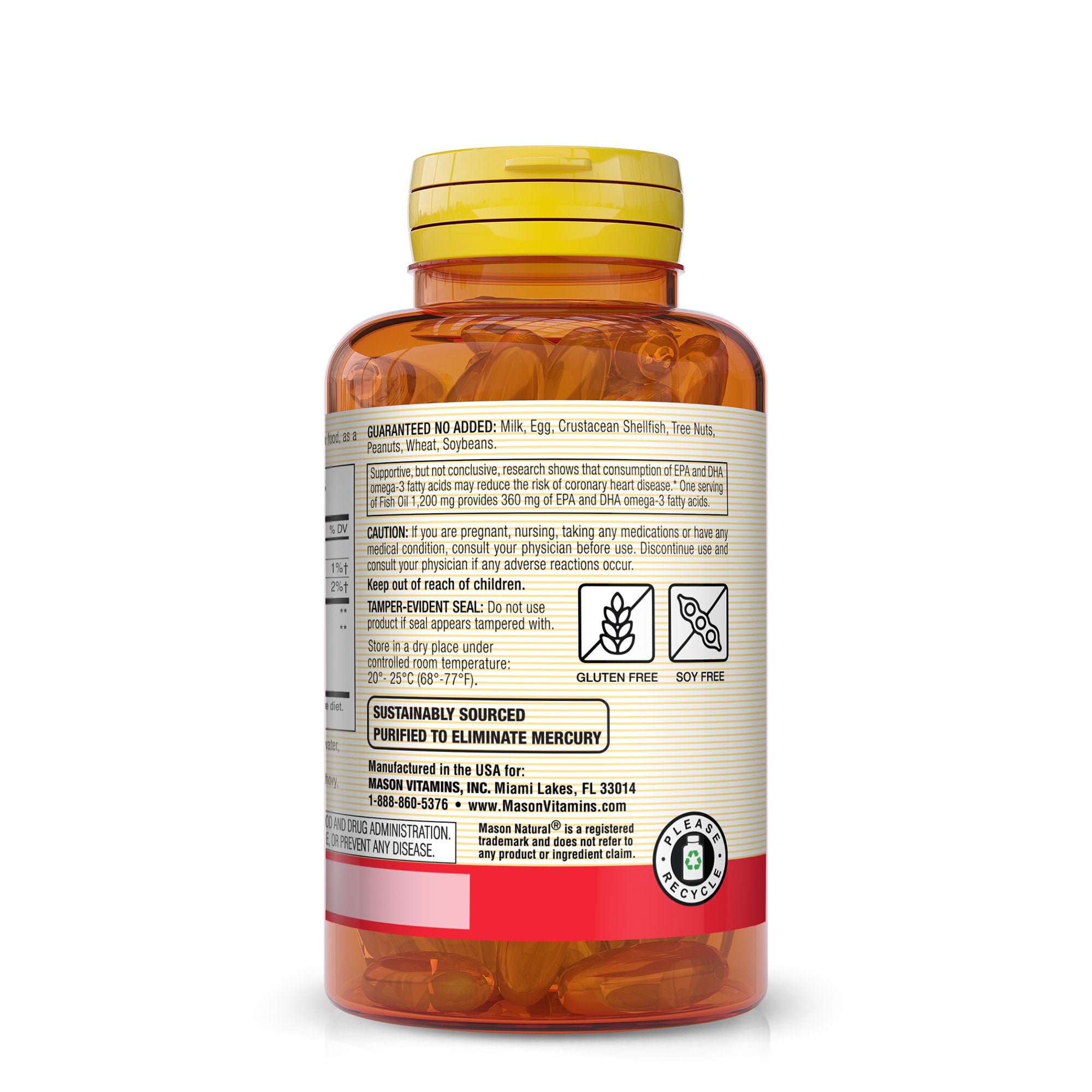 Fish Oil 1,200 mg Omega-3 360 mg - Healthy Heart, Supports Circulatory Function, Improved Cardiovascular Health, 120 Softgels