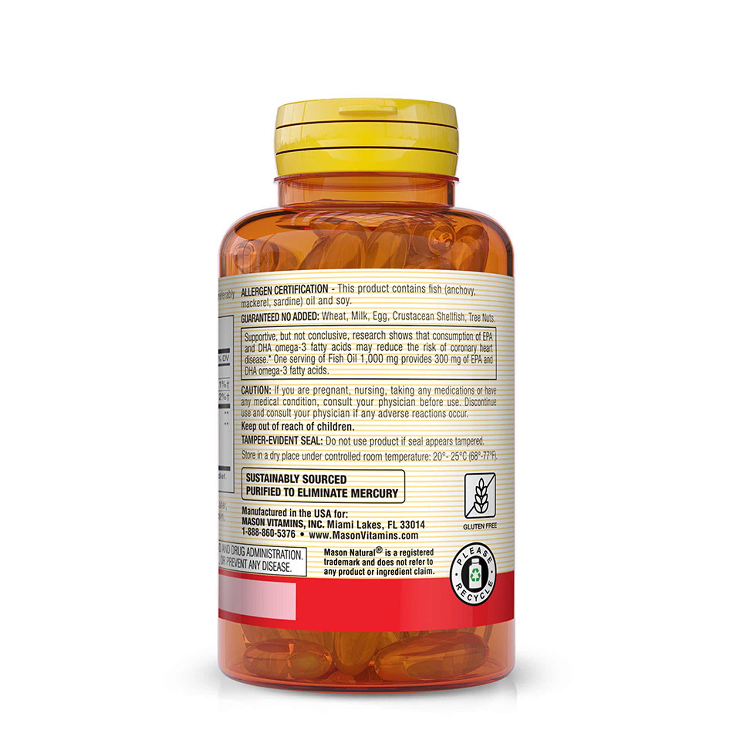 No Burp Fish Oil 1000 mg Omega-3 300 mg, 100 Softgels