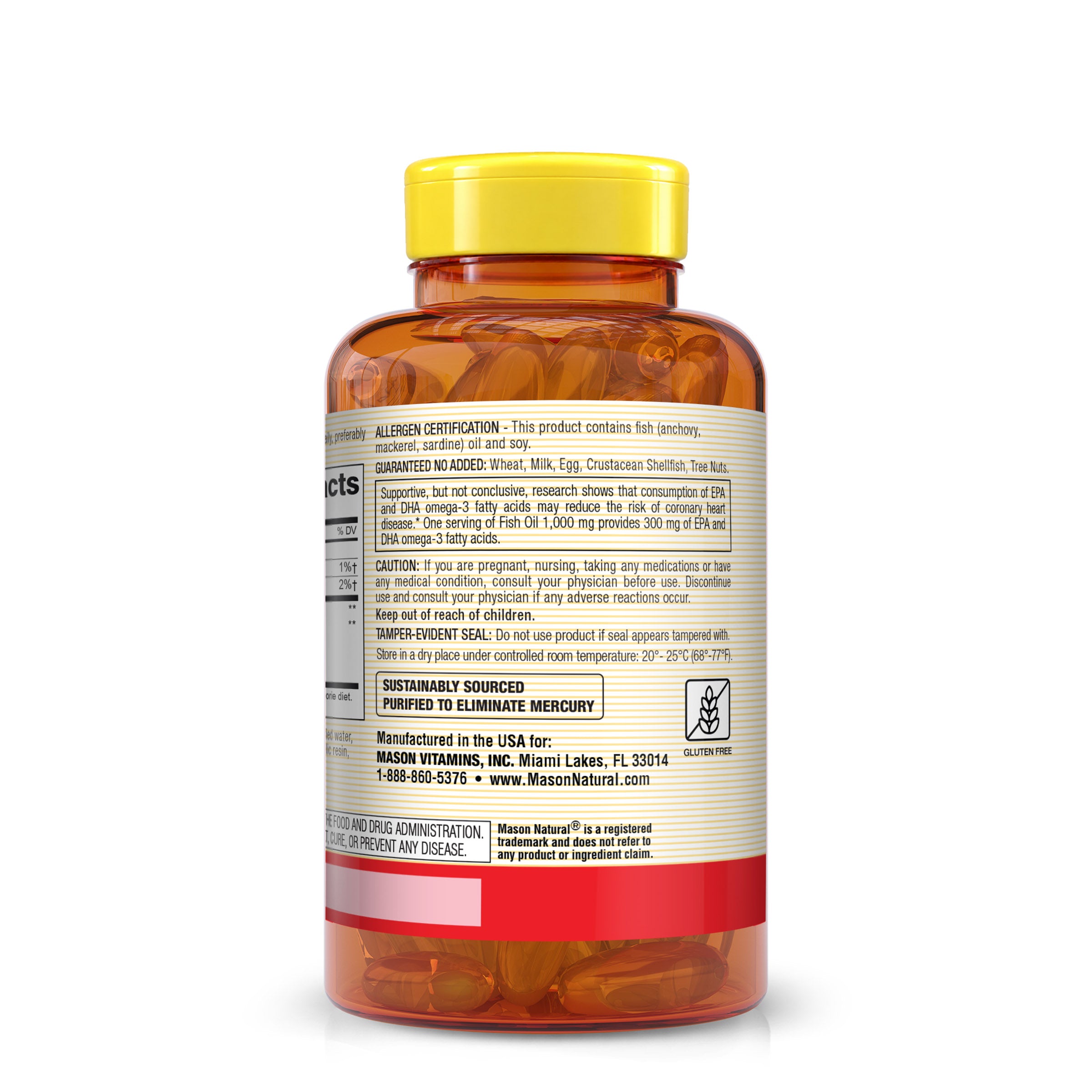 No Burp Fish Oil 1000 mg Omega-3 300 mg, 100 Softgels