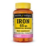 Iron 65 mg - Supports Red Blood Cell Formation, Improves Energy Utilization, Essential Mineral Supplement, 100 Tablets