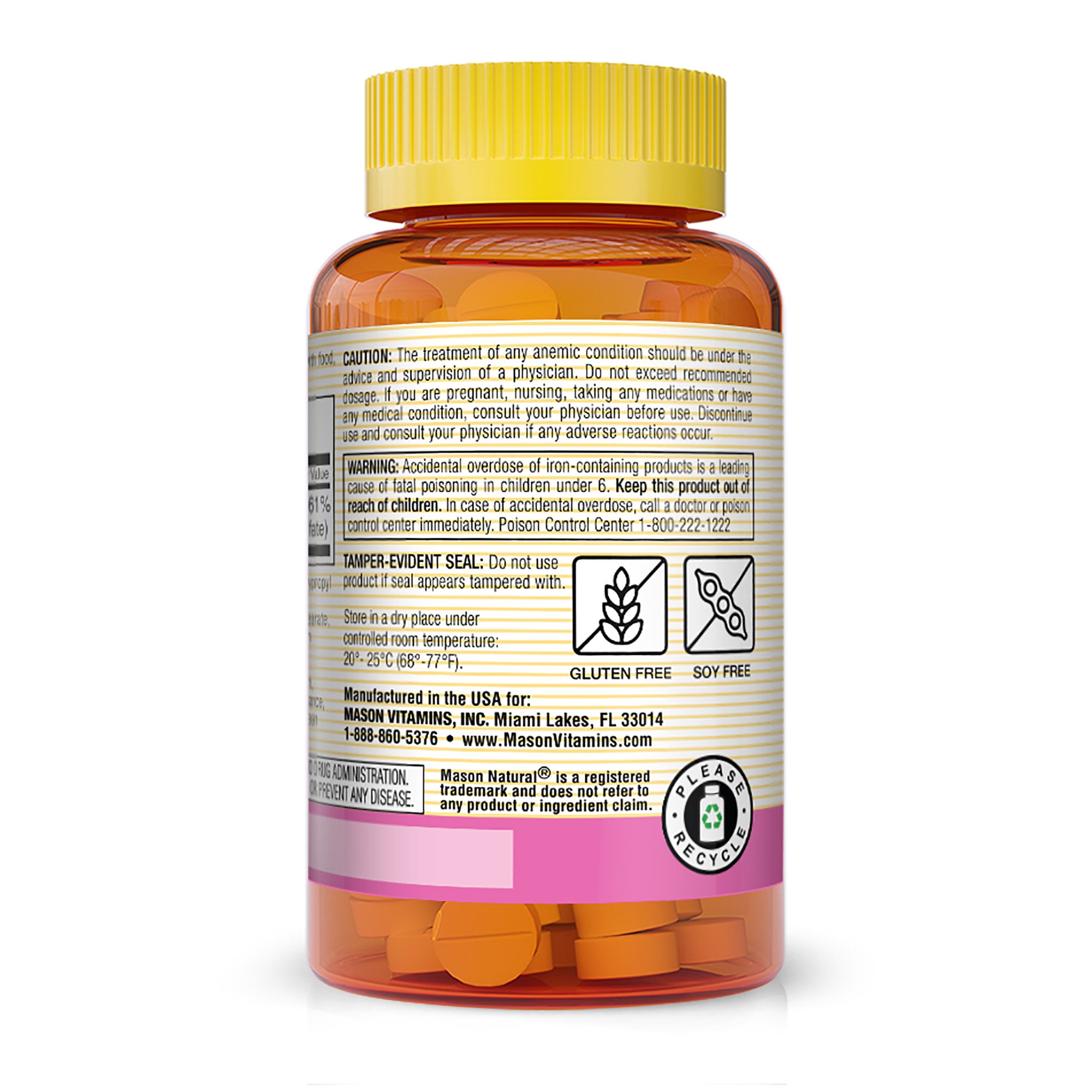 Iron 65 mg - Supports Red Blood Cell Formation, Improves Energy Utilization, Essential Mineral Supplement, 100 Tablets