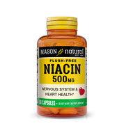 Niacin 500 mg Flush Free - Supports Healthy Nervous System and Heart, Improved Energy Production, 60 Capsules