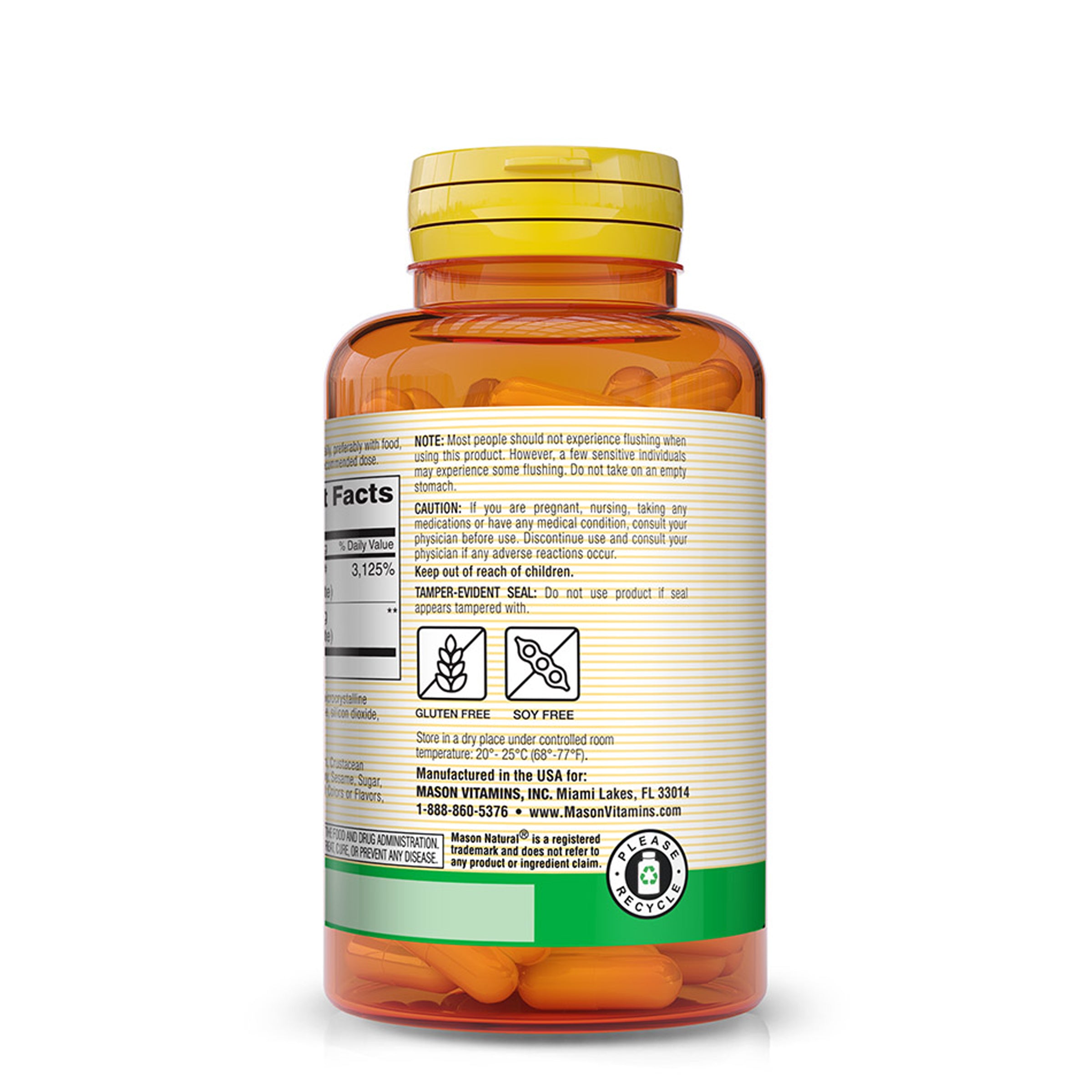 Niacin 500 mg Flush Free - Supports Healthy Nervous System and Heart, Improved Energy Production, 60 Capsules