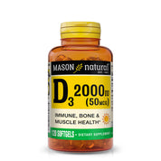 Vitamin D3 50 mcg (2000 IU) - Supports Overall Health, Strengthens Bones and Muscles, from Fish Liver Oil, Softgels