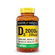 Vitamin D3 50 mcg (2000 IU) - Supports Overall Health, Strengthens Bones and Muscles, from Fish Liver Oil, Softgels