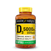 Vitamin D3 125 mcg (5000 IU) - Supports Overall Health, Strengthens Bones and Muscles, from Fish Liver Oil, Softgels
