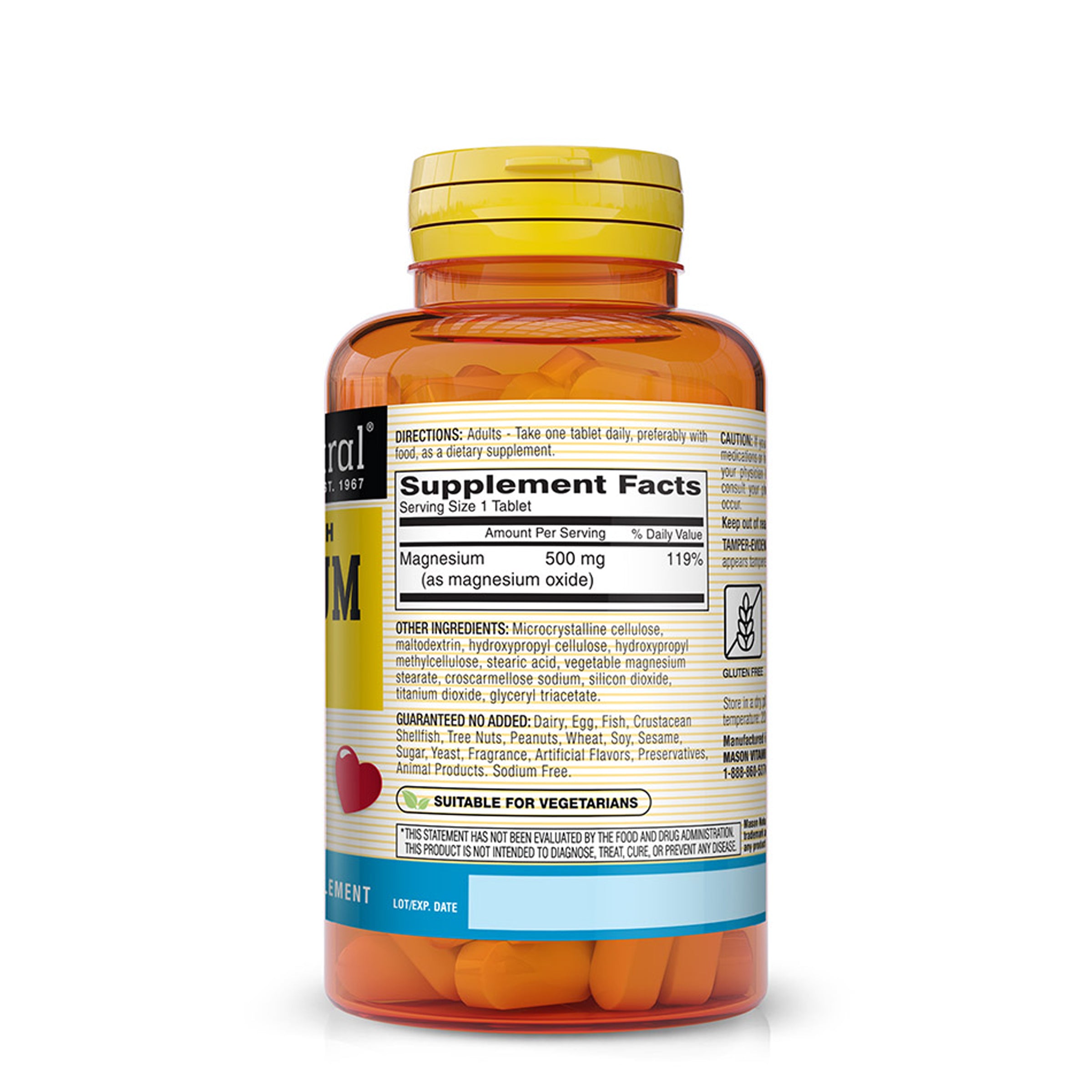 Magnesium 500 mg Extra Strength - Healthy Heart and Nervous System, Improved Muscle Function and Recovery, Essential Nutrient, 100 Tablets