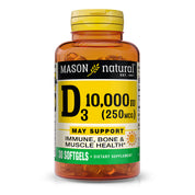 Vitamin D3 250 mcg (10000 IU) - Supports Overall Health, Strengthens Bones and Muscles, from Corn Oil, Soft gels