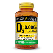 Vitamin D3 250 mcg (10000 IU) - Supports Overall Health, Strengthens Bones and Muscles, from Corn Oil, Soft gels