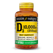 Vitamin D3 250 mcg (10000 IU) - Supports Overall Health, Strengthens Bones and Muscles, from Corn Oil, Soft gels