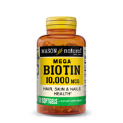 Mega Biotin 10000 mcg, Extra Strength Beauty Supplement for Healthy Hair, Skin & Nails, 50 Softgels