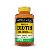 Mega Biotin 10000 mcg, Extra Strength Beauty Supplement for Healthy Hair, Skin & Nails, 50 Softgels