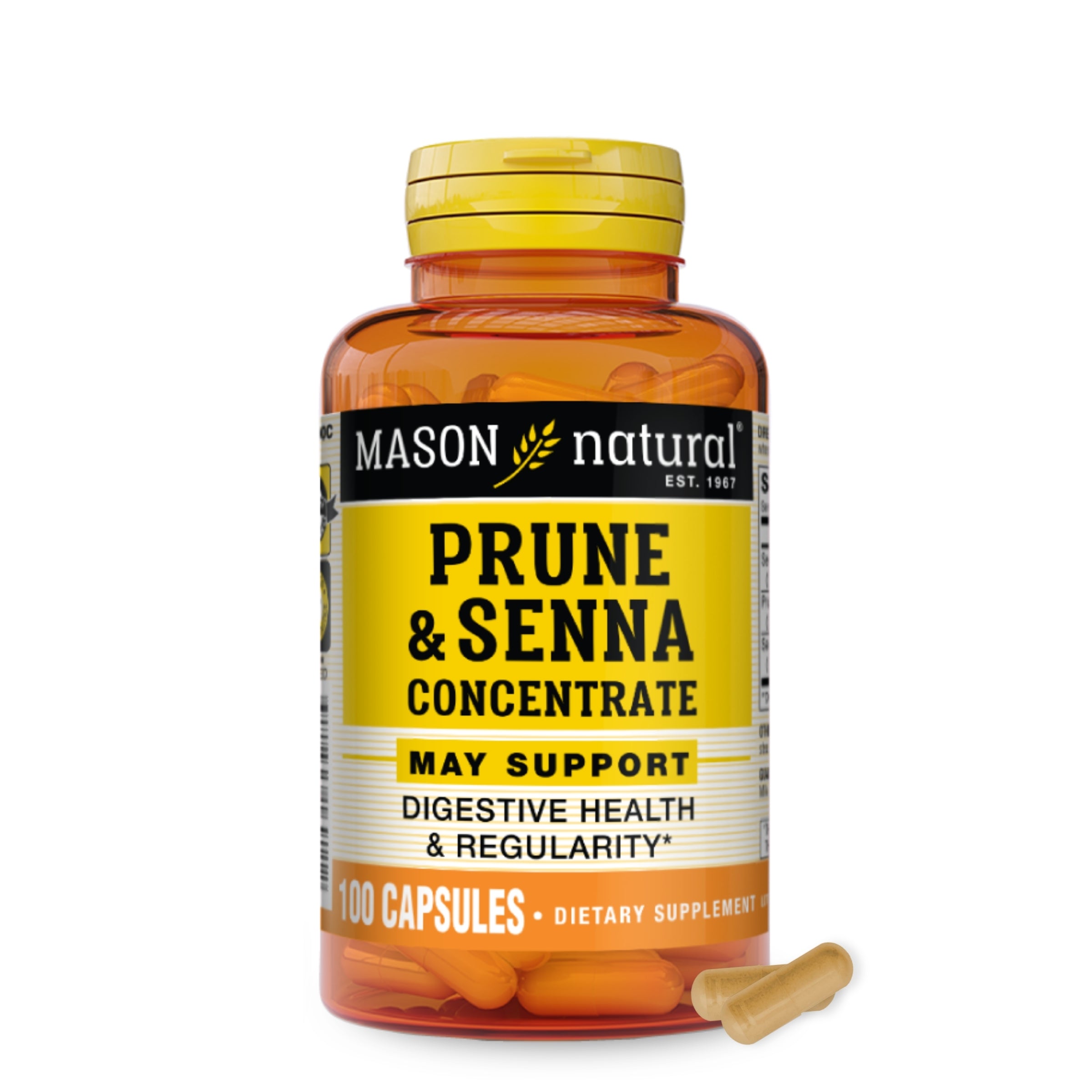 Prune Senna Concentrate - Natural Vegetable Laxative, Promotes Regularity and Bowel Function, Improves Digestive Health, 100 Capsules
