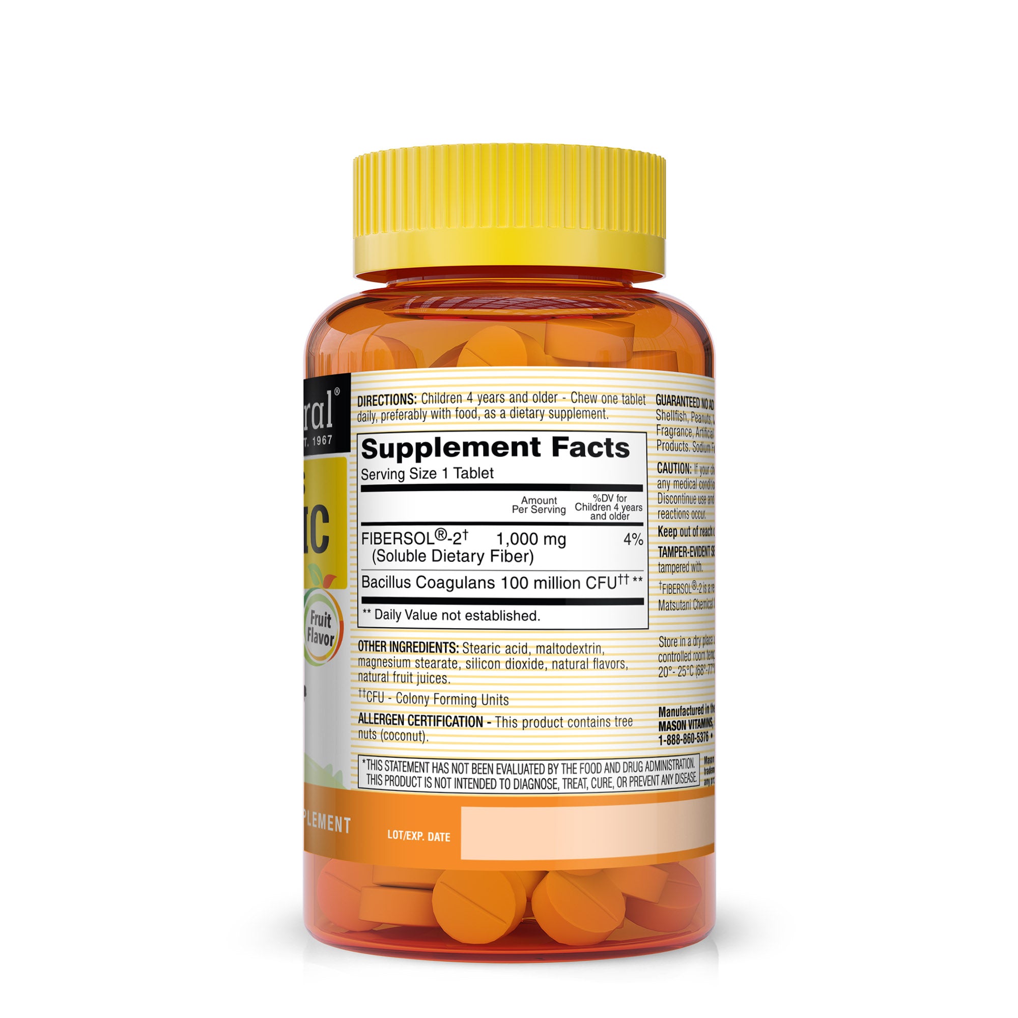 Healthy Kids Probiotic With Fiber - Healthy Digestive Function, Improved Gut Health, 60 Chewables