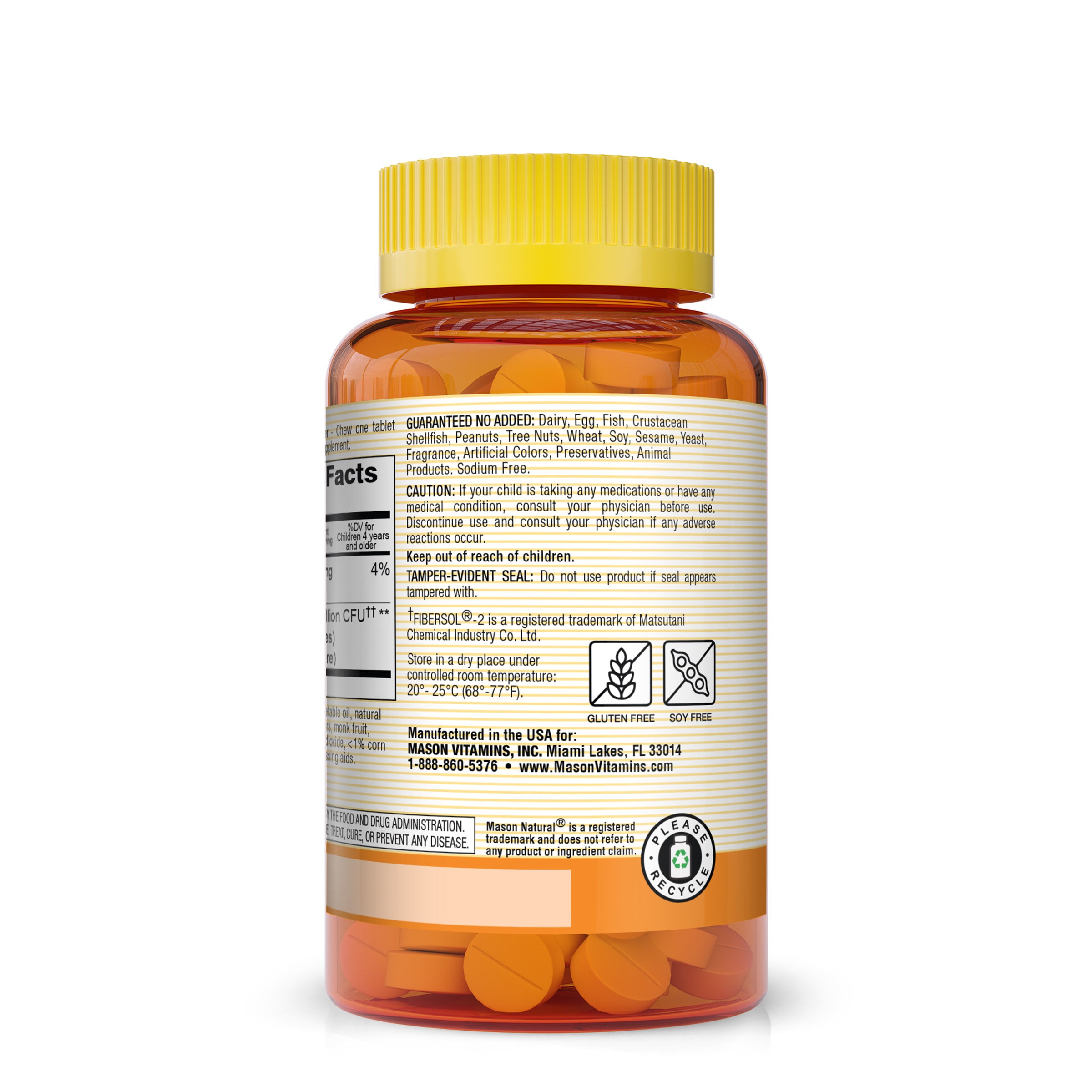 Healthy Kids Probiotic With Fiber - Healthy Digestive Function, Improved Gut Health, 60 Chewables
