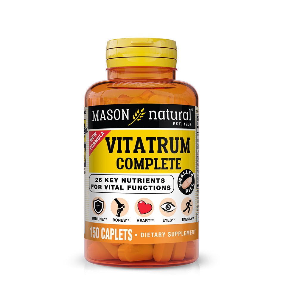 Vitatrum Complete Multivitamin-Multimineral, 150 Caplets. Image of bottle front on white background.