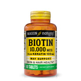 Biotin 10,000 mcg Plus Keratin 100 mg, 60 Tablets – Supports Skin & Hair Health
