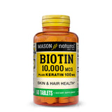 Biotin 10,000 mcg Plus Keratin 100 mg, 60 Tablets – Supports Skin & Hair Health