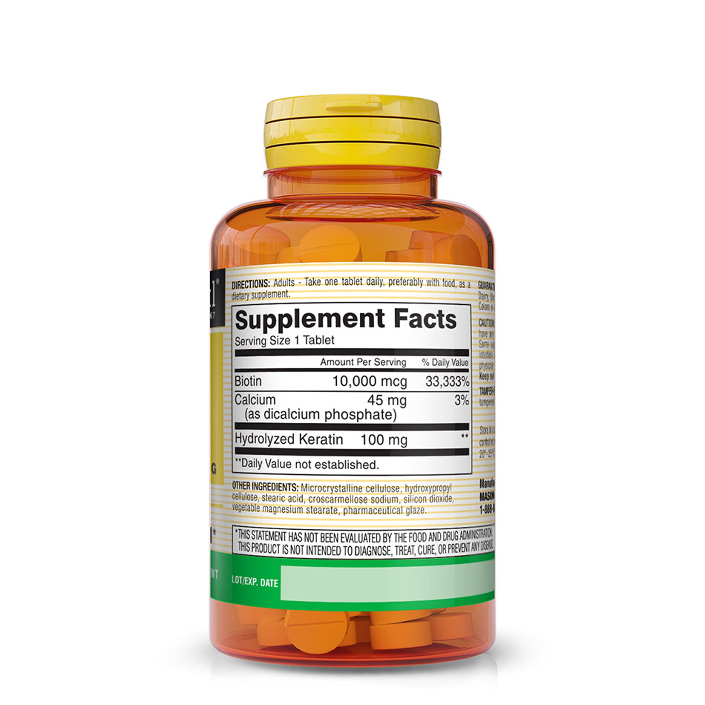 Biotin 10,000 mcg Plus Keratin 100 mg, 60 Tablets – Supports Skin & Hair Health